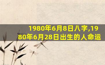 1980年6月8日八字,1980年6月28日出生的人命运