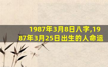 1987年3月8日八字,1987年3月25日出生的人命运