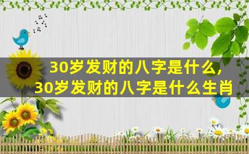 30岁发财的八字是什么,30岁发财的八字是什么生肖