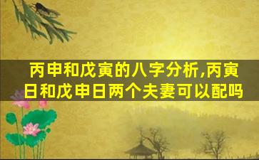 丙申和戊寅的八字分析,丙寅日和戊申日两个夫妻可以配吗