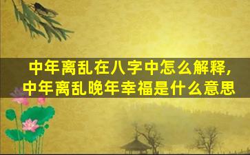 中年离乱在八字中怎么解释,中年离乱晚年幸福是什么意思