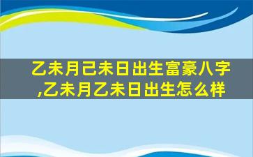 乙未月己未日出生富豪八字,乙未月乙未日出生怎么样