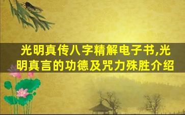 光明真传八字精解电子书,光明真言的功德及咒力殊胜介绍