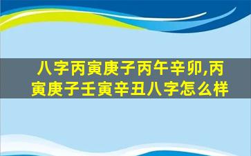 八字丙寅庚子丙午辛卯,丙寅庚子壬寅辛丑八字怎么样