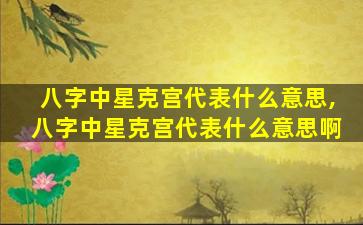 八字中星克宫代表什么意思,八字中星克宫代表什么意思啊