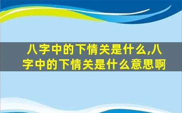 八字中的下情关是什么,八字中的下情关是什么意思啊