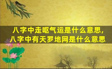 八字中走呕气运是什么意思,八字中有天罗地网是什么意思