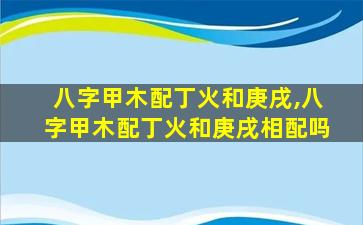 八字甲木配丁火和庚戌,八字甲木配丁火和庚戌相配吗