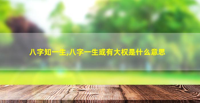 八字知一生,八字一生或有大权是什么意思