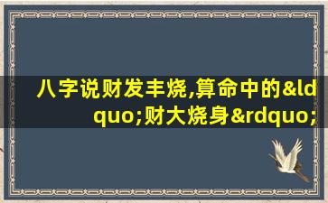 八字说财发丰烧,算命中的“财大烧身”是什么意思