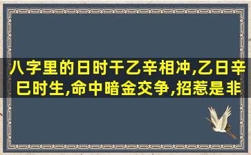 八字里的日时干乙辛相冲,乙日辛巳时生,命中暗金交争,招惹是非