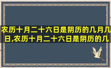 农历十月二十六日是阴历的几月几日,农历十月二十六日是阴历的几月几日呢