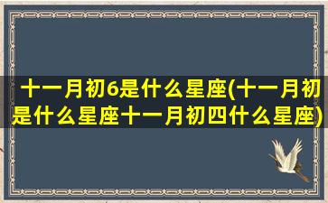 十一月初6是什么星座(十一月初是什么星座十一月初四什么星座)