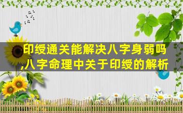 印绶通关能解决八字身弱吗,八字命理中关于印绶的解析