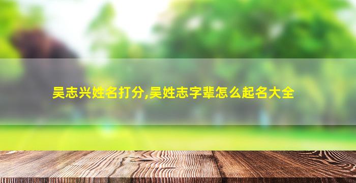 吴志兴姓名打分,吴姓志字辈怎么起名大全