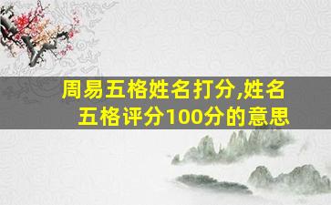 周易五格姓名打分,姓名五格评分100分的意思