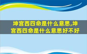 坤宫西四命是什么意思,坤宫西四命是什么意思好不好