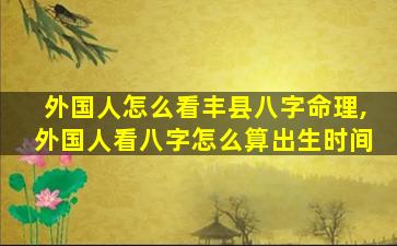 外国人怎么看丰县八字命理,外国人看八字怎么算出生时间