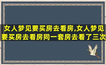 女人梦见要买房去看房,女人梦见要买房去看房同一套房去看了三次