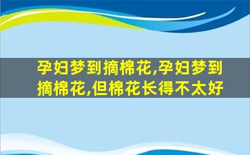 孕妇梦到摘棉花,孕妇梦到摘棉花,但棉花长得不太好