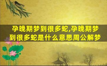 孕晚期梦到很多蛇,孕晚期梦到很多蛇是什么意思周公解梦