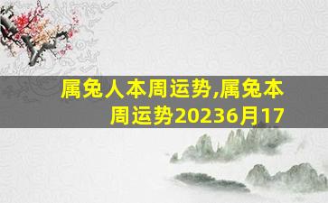 属兔人本周运势,属兔本周运势20236月17