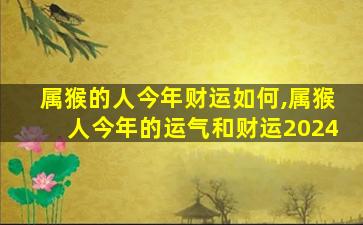 属猴的人今年财运如何,属猴人今年的运气和财运2024