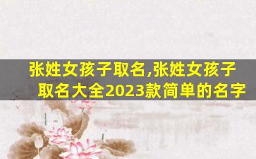 张姓女孩子取名,张姓女孩子取名大全2023款简单的名字