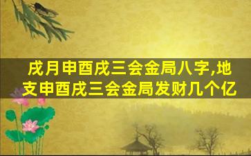 戌月申酉戌三会金局八字,地支申酉戌三会金局发财几个亿