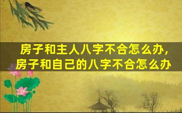 房子和主人八字不合怎么办,房子和自己的八字不合怎么办