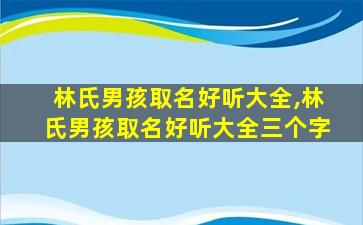 林氏男孩取名好听大全,林氏男孩取名好听大全三个字