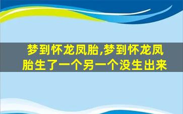 梦到怀龙凤胎,梦到怀龙凤胎生了一个另一个没生出来