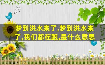 梦到洪水来了,梦到洪水来了,我们都在跑,是什么意思