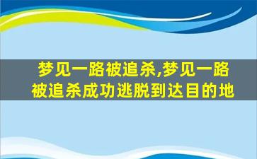 梦见一路被追杀,梦见一路被追杀成功逃脱到达目的地