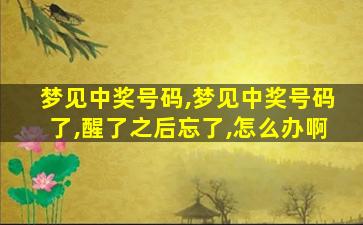 梦见中奖号码,梦见中奖号码了,醒了之后忘了,怎么办啊