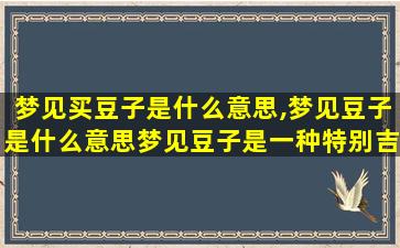 梦见买豆子是什么意思,梦见豆子是什么意思梦见豆子是一种特别吉祥的象征