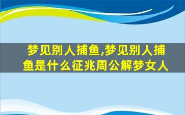 梦见别人捕鱼,梦见别人捕鱼是什么征兆周公解梦女人