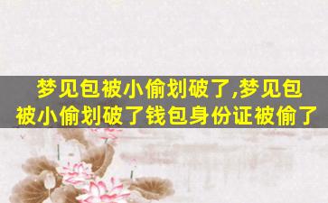 梦见包被小偷划破了,梦见包被小偷划破了钱包身份证被偷了