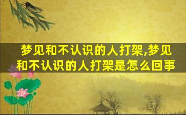 梦见和不认识的人打架,梦见和不认识的人打架是怎么回事