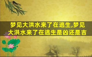 梦见大洪水来了在逃生,梦见大洪水来了在逃生是凶还是吉