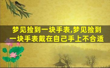 梦见捡到一块手表,梦见捡到一块手表戴在自己手上不合适