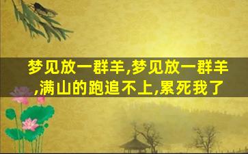 梦见放一群羊,梦见放一群羊,满山的跑追不上,累死我了