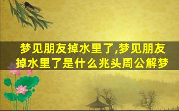 梦见朋友掉水里了,梦见朋友掉水里了是什么兆头周公解梦