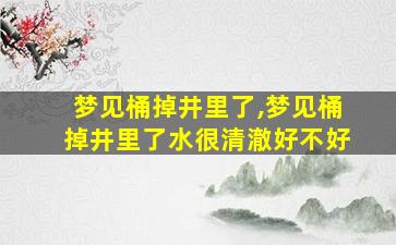 梦见桶掉井里了,梦见桶掉井里了水很清澈好不好