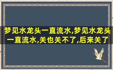 梦见水龙头一直流水,梦见水龙头一直流水,关也关不了,后来关了