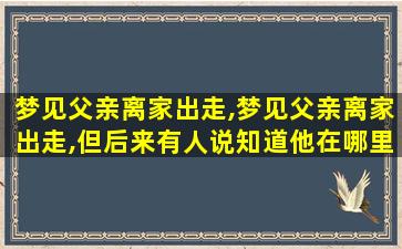 梦见父亲离家出走,梦见父亲离家出走,但后来有人说知道他在哪里