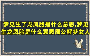 梦见生了龙凤胎是什么意思,梦见生龙凤胎是什么意思周公解梦女人