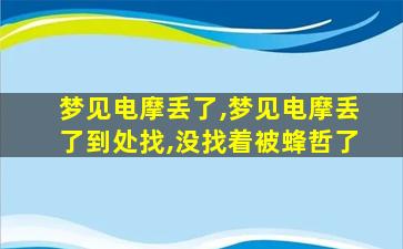 梦见电摩丢了,梦见电摩丢了到处找,没找着被蜂哲了