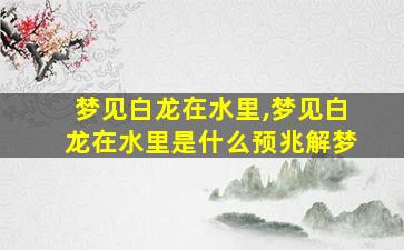 梦见白龙在水里,梦见白龙在水里是什么预兆解梦