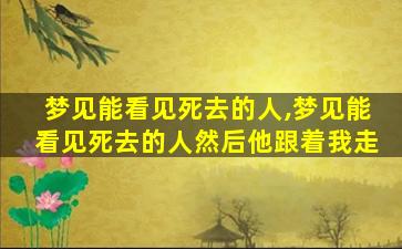 梦见能看见死去的人,梦见能看见死去的人然后他跟着我走